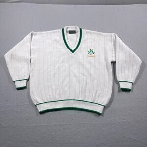 Swallow‎ Sweater Men XL White Ireland V-Neck Pullover Acrylic Shamrock Crest
